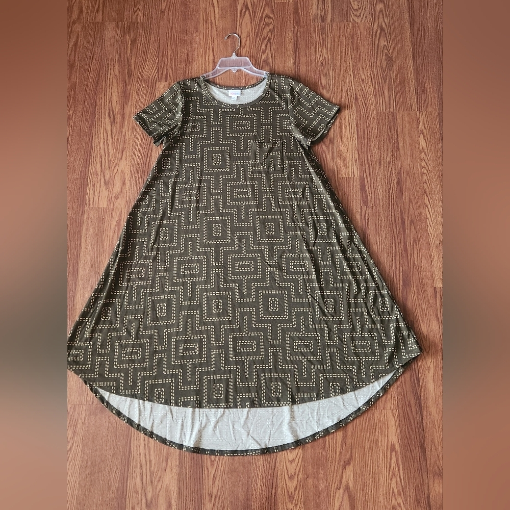 High Low Dress in Olive and Cream